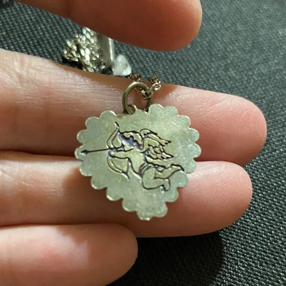 Elegant Heart Pendant Necklace with Pearls and Crystals in silver tone setting - Picture 2 of 2